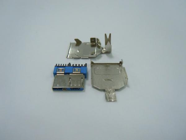 USB 3.0 B Type Plug, Solder Type W/O Clip, 3PCS